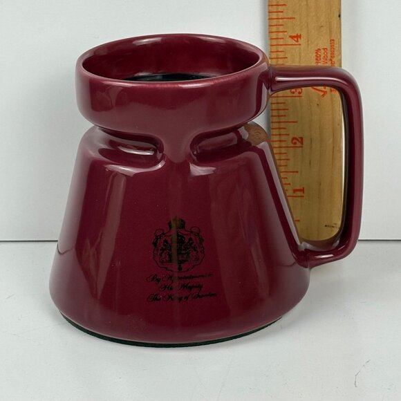 VTG HotJo Burgundy Ceramic Mug Lid By Appointment To The King Of Sweden 12 Oz - Picture 7 of 7
